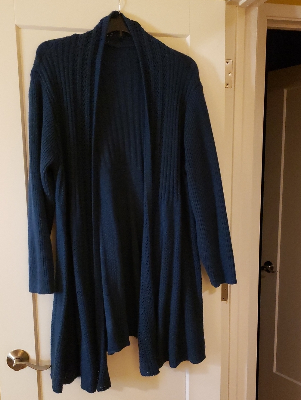Open-Front Navy Women's Knit Cardigan Sweater